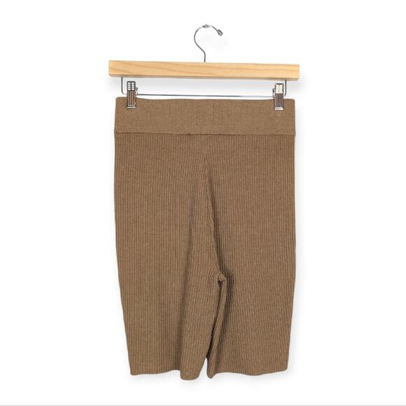 NWT Frame Tan Ribbed Sweater Knit Biker Shorts Size S - Picture 2 of 8